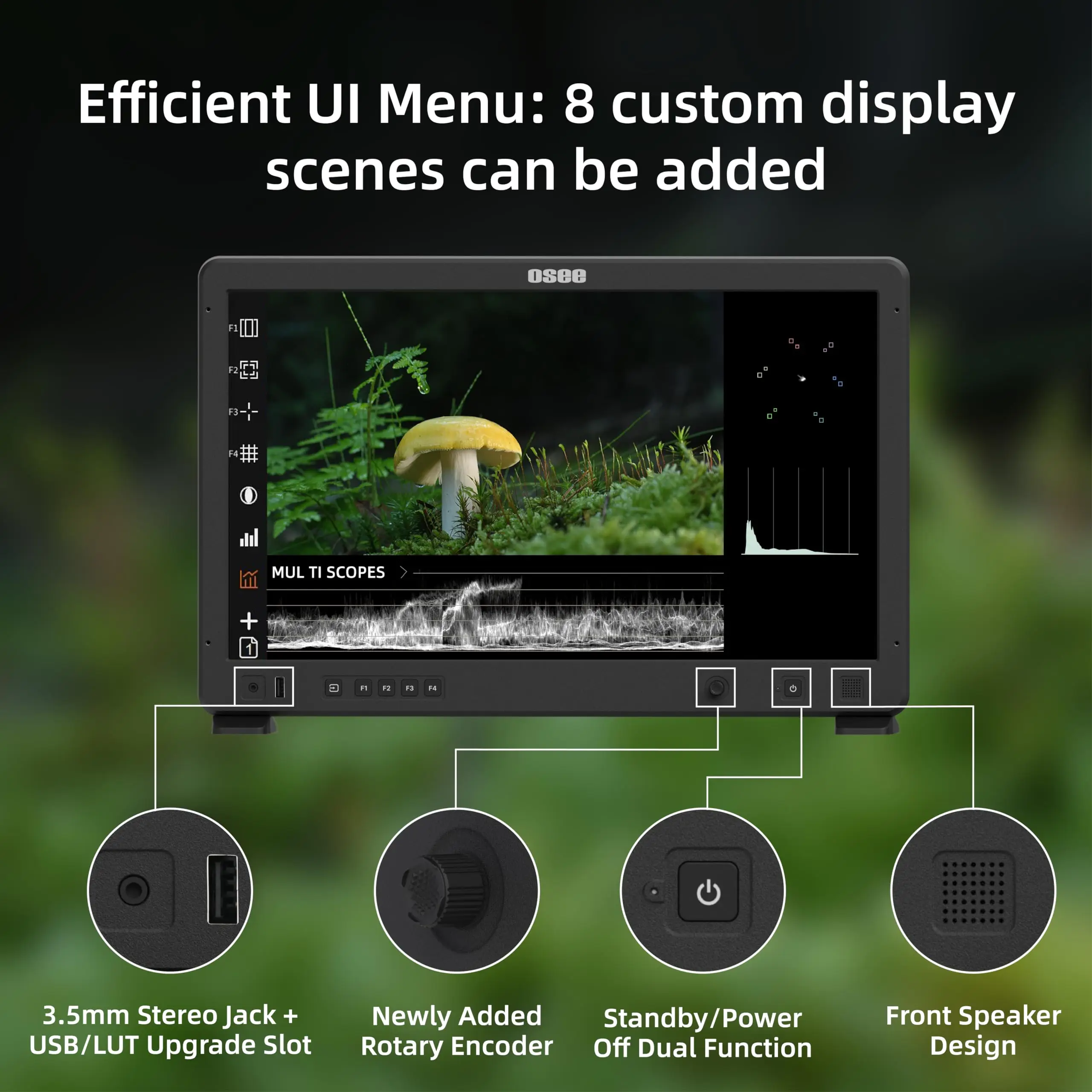 شاشة OSEE Mega 22S مقاس 21.5 بوصة 3G-SDI HDR 1500nit عالية السطوع لمخرج الأفلام شاشة التلفزيون ومراقبة التصوير في الاستوديو