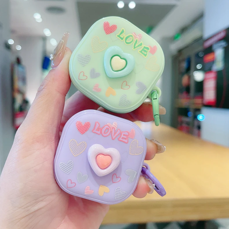 

for Samsung Buds 3 Pro 2 Pro FE Live Core 2025 Earphone Case Candy color Cute Stereoscopic Heart Wireless Bluetooth Soft Cover