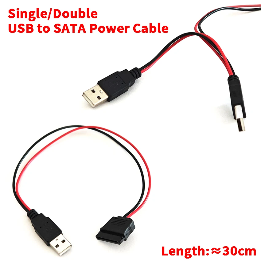 Single Port Dual Port USB to SATA Power Cord 2.5-Inch SATA Laptop Hard Drive Power Cord SATA to USB Power Cord 30CM