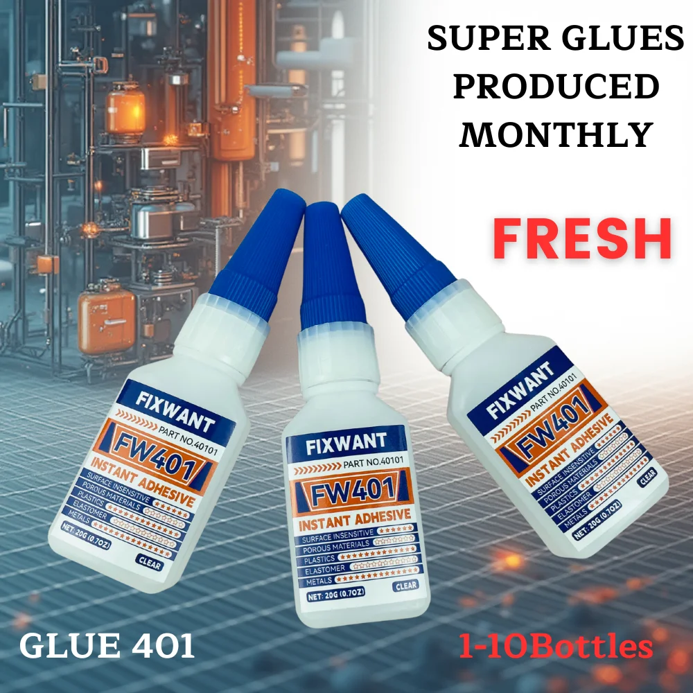 

1-10 Bottles 20g 401 Instant Adhesive Strong Super Glue Universal for Surface Insensitive Plastics Elastomers Metals