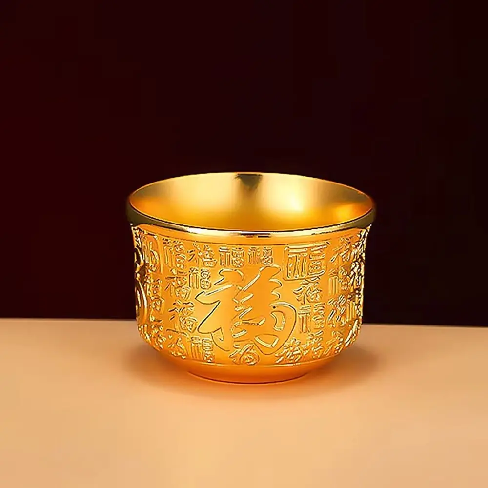 1Pcs Wealth Attracting Alloy Cornucopia Small Mini Auspicious Baifu Rice Cylinder Surface Polished 5cm Baifu Cup