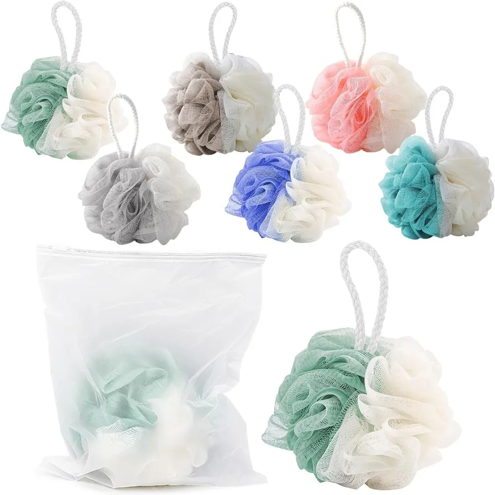 

Loofah в индивидуальной упаковке, 60 г губки Loofah, отшелушивающие резинки для ванны, губка для душа, пуф, скребок для тела, шарик из губки для мытья тела