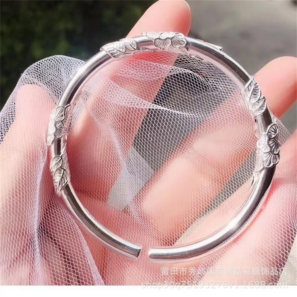 

S999 pure silver men's and women's open mouth filigree bracelet, fashionable and elegant jewelry gift with free engraving
