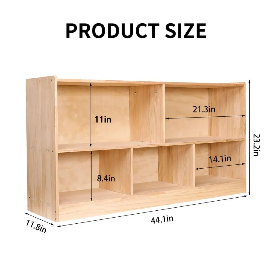 収納キャビネット、5セクションモンテッソーリシェルフ、子供用おもちゃ収納オーガナイザー本棚、子供部屋、教室、プレイルーム、保育園用、4