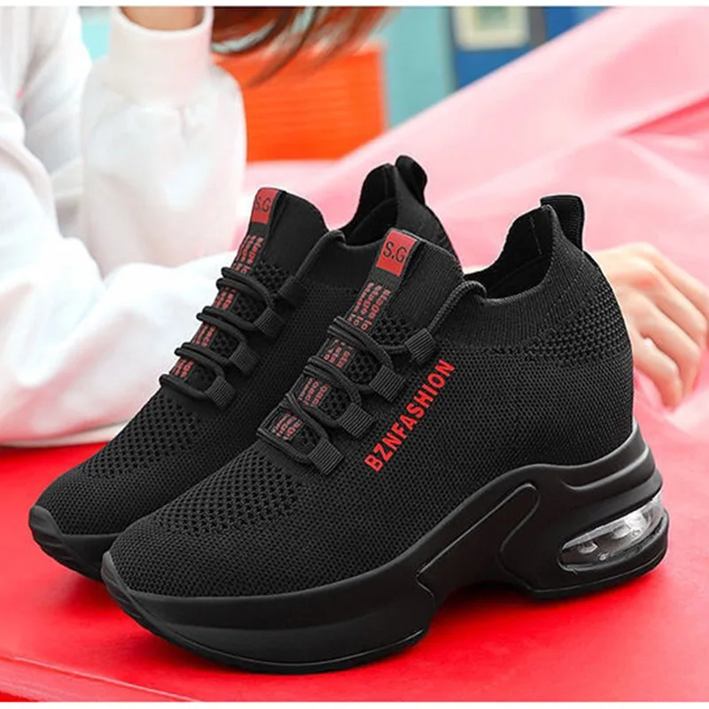 Women High Platform Shoes New Breathable Women\'s Height Increasing Shoes Thick Sole Trainers Casual Sneakers Deportivas Mujer