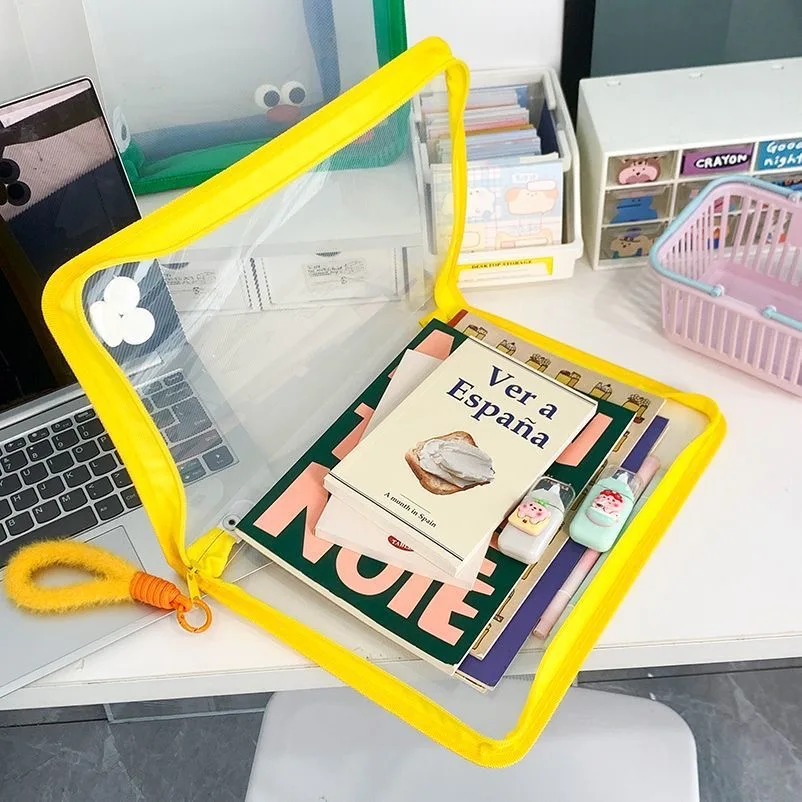 1pcs Transparent Zipper Pouch Document Bag Waterproof Zip File Folders A4 School Office Supplies Pencil Case Storage Bags