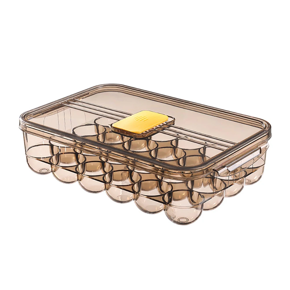 

Egg Storage Rack With Lid Large Capacity Fridge Storage Container Transparent Brown Pet Egg Holder For Home Use