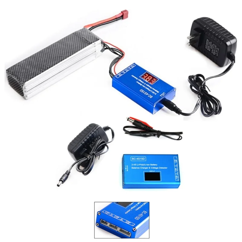 Balance Charger Voltage Detector BC-4S15D 7.4V 11.1V 14.8V Battery Lipo Li-Ion LCD Digital Display Cable Power Adapter RC Hobby