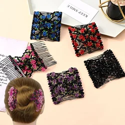 Hair Comb Claw Bun Ladies Magic Beads Elastic Double Bands String Hairpin Tool Ponytail Hair Accessories Hairstyle Bands New