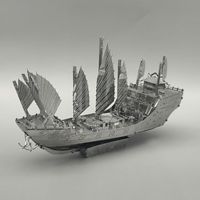 Zheng He's Treasure Ship 3D Metal Puzzle Stainless Steel DIY Handmade Model Miniatures Assembled Figurines Decoration Crafts