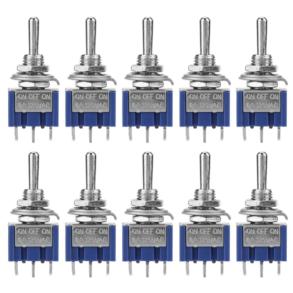 10 Pcs 3 Position 3 Pin Mini Toggle Switch 6A 125VAC MTS-103 SPDT Switch Durable Self Resetting on Off on Toggle Switch Home