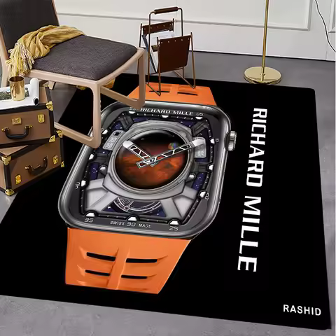Swiss Watch R-Richard Miller Printed Carpet - Elegant Living Room Sofa Mat with Watch Dial Design rugs