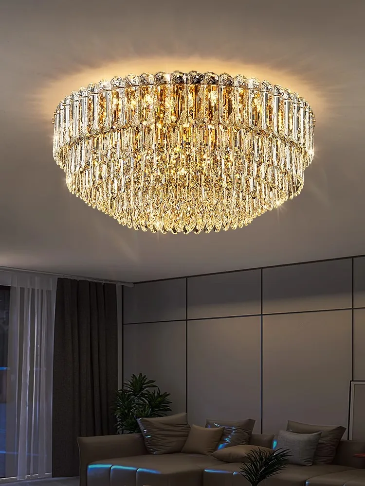 2024 Nordic Modern Elegant Crystal Ceiling Lamp Gold Living Room Light Fixture Lamparas De Techo Foyer Villa Lustres