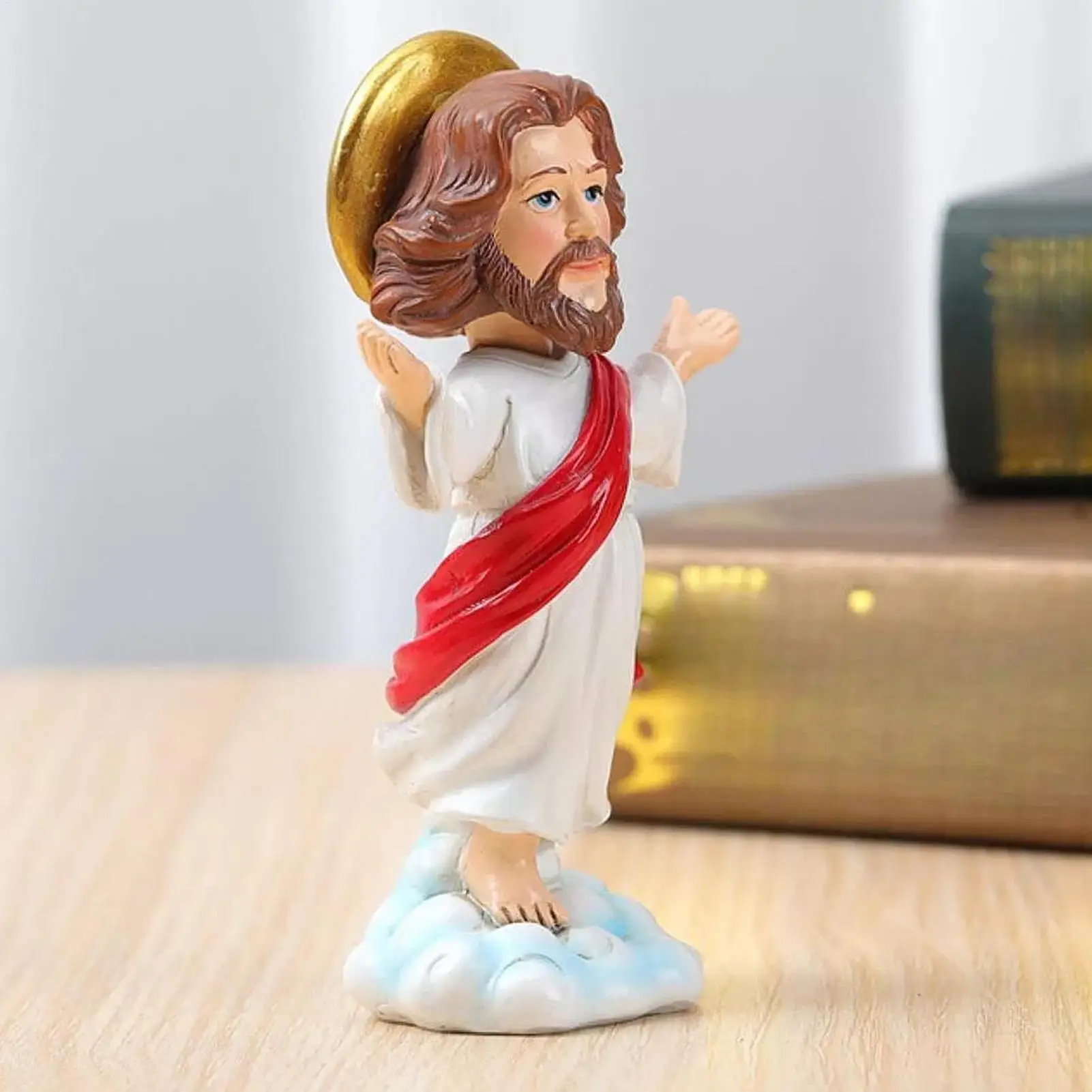Jesus Bobble Head Ornament Dashboard Resin Religious Statue Bobblehead Decoration Figures Jesus Collection Figurines ornament