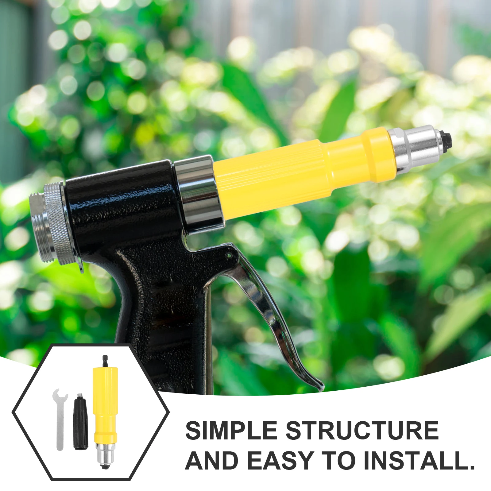 

Rivet Gun Accessories Electric Riveter Adapter Tools Impact Drill Connector Nut Insert Flexible Durability Reliable Easy