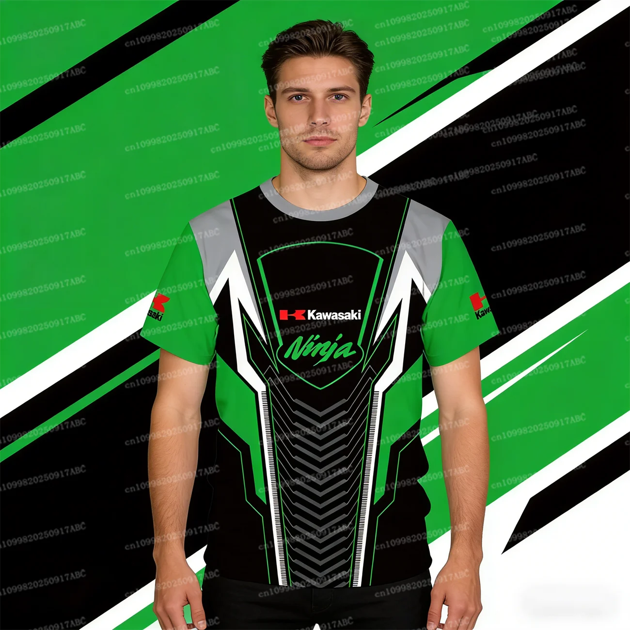 

（Kawasaki ）Summer Men Tshirt Y2K Kawasaki T-Shirt Men Fashion Racing Team Motorcycle Kawasaki Logo 3D Print Breathable T-shirt