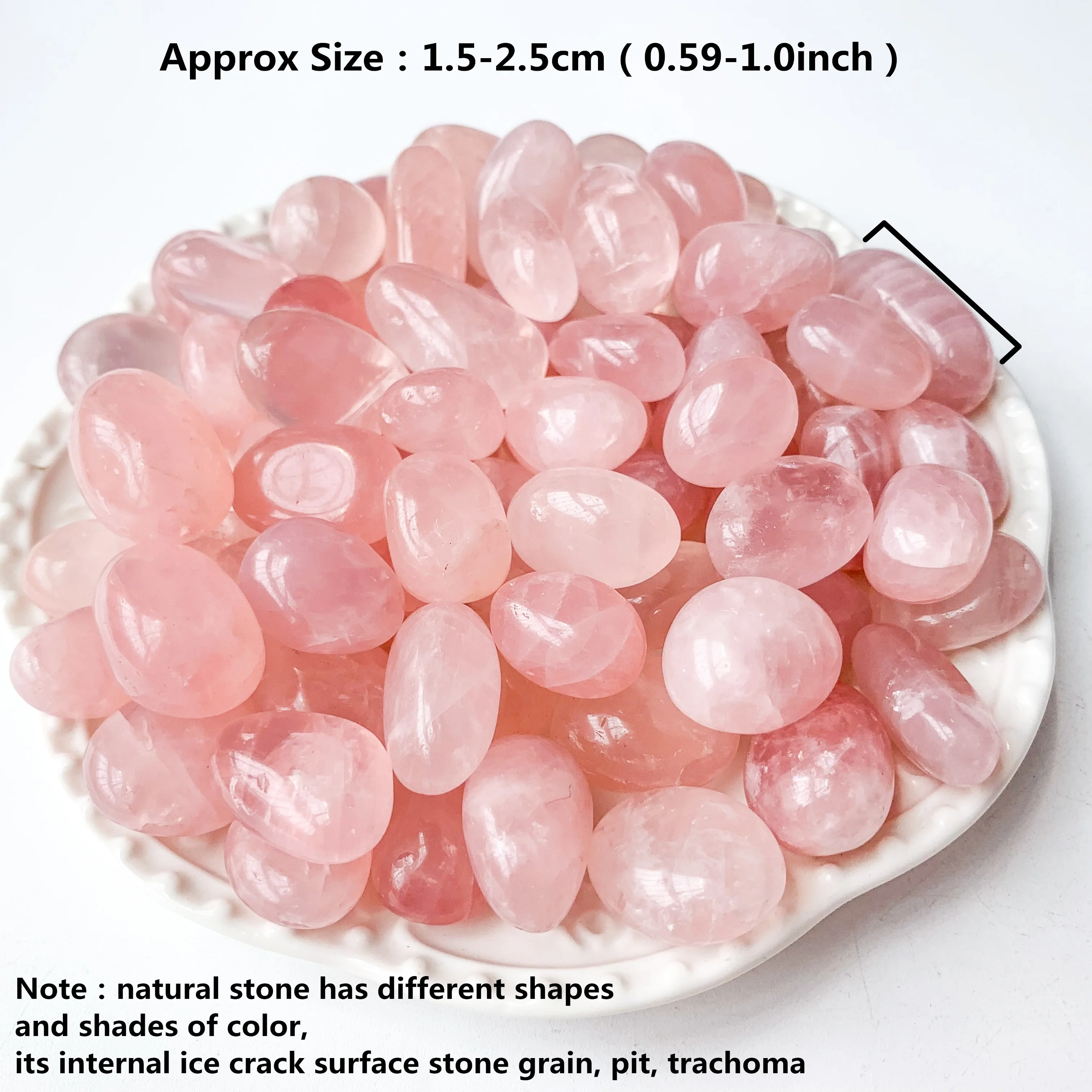 Natural Crystal Rose Quartz Rolling Stones, Aquarium Decorations Fish Tank Decorative Stone Landscaping Ornaments