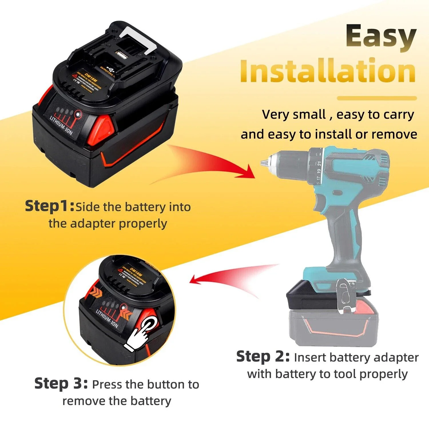 DM18M BS18MT EIN18MT Batterieadapter für Dewalt&Milwaukee/Bosch/Einhell Batteriekonverter für Makita 18V Elektrowerkzeuge – Detail 8