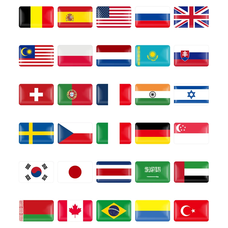 10PCS UK ITALY FRANCE GERMAN Russia Spain Poland Chile National Flags Car Stickers Automobiles Motorcycles Decorating Accessorie