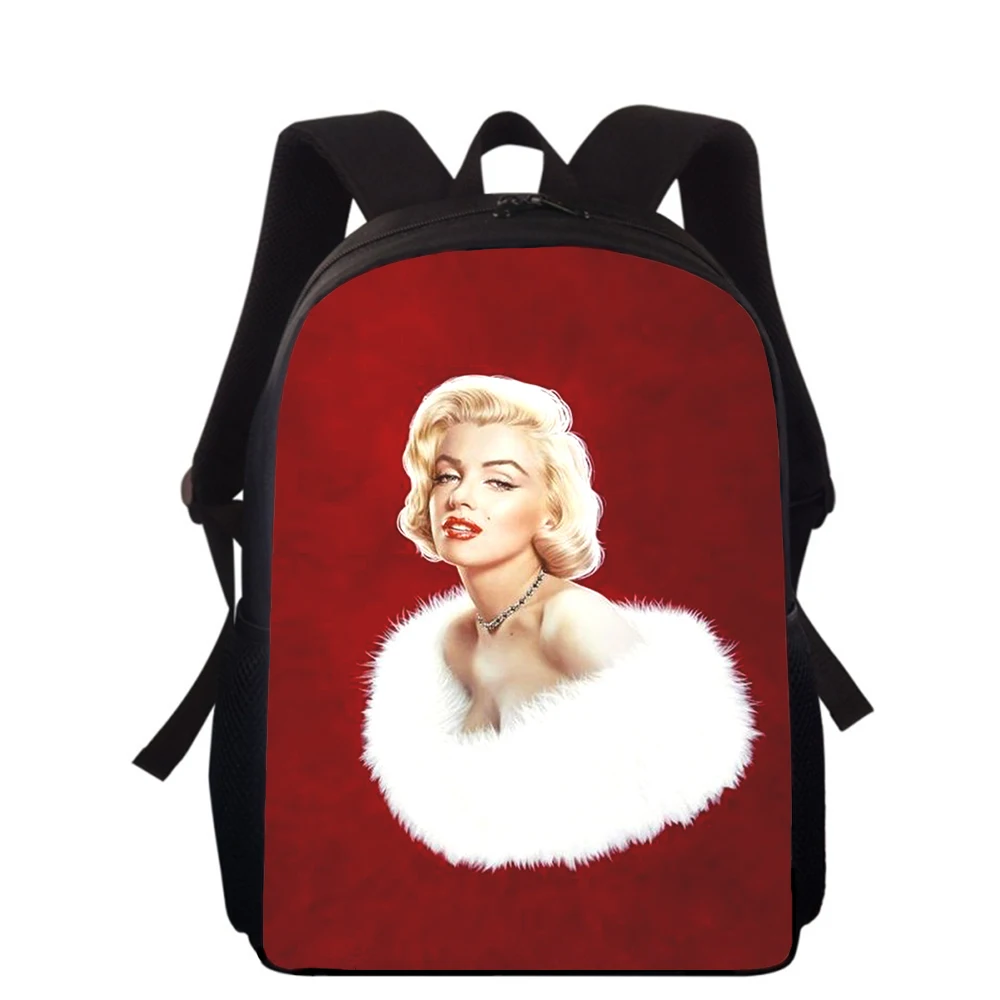 Mochila con estampado 3D de Marilyn Monroe para niños y niñas, morral escolar de 15 pulgadas para libros