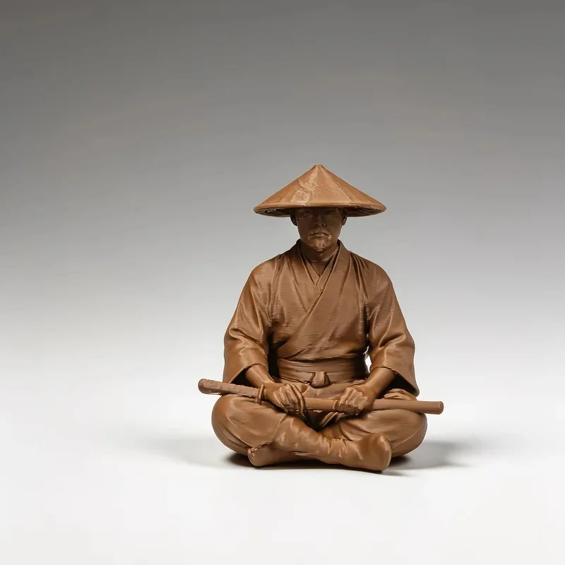 Meditative Sword-Wielding Samurai Statue Ornament, Unique Home Decor, Creative Home Accent