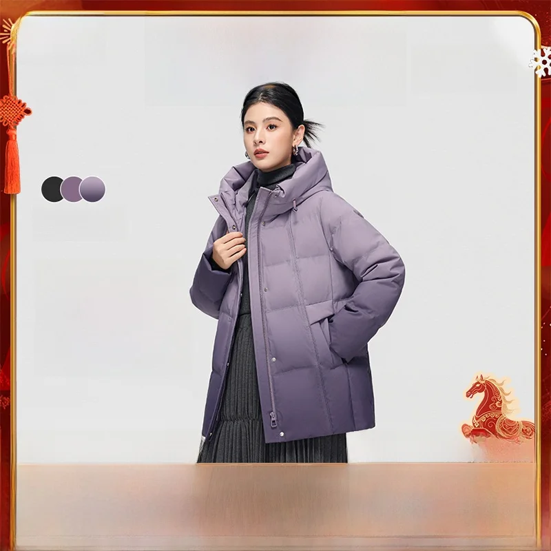 

Ele 90 Du down Women's Puffer Jaet Snowflake Print Mom Sle Faionable Polyester Fiber Long Sve ort Quilted Coat