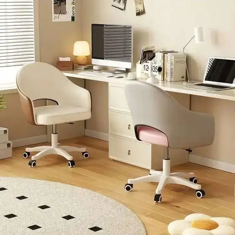 Chaise d'ordinateur pivotante, pour la maison, sédentaire, confortable, pour chambre de filles, maquillage, dortoir, étudiant, bureau d'étude, tabouret arrière