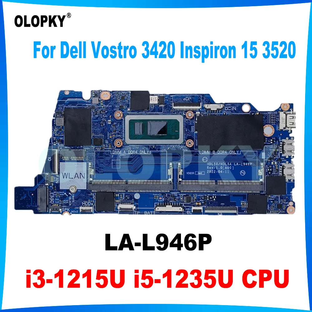 LA-L946P motherboard with i3-1215U i5-1235U CPU for Dell Vostro 3420 Inspiron 15 3520 laptop motherboard DDR4 100% test