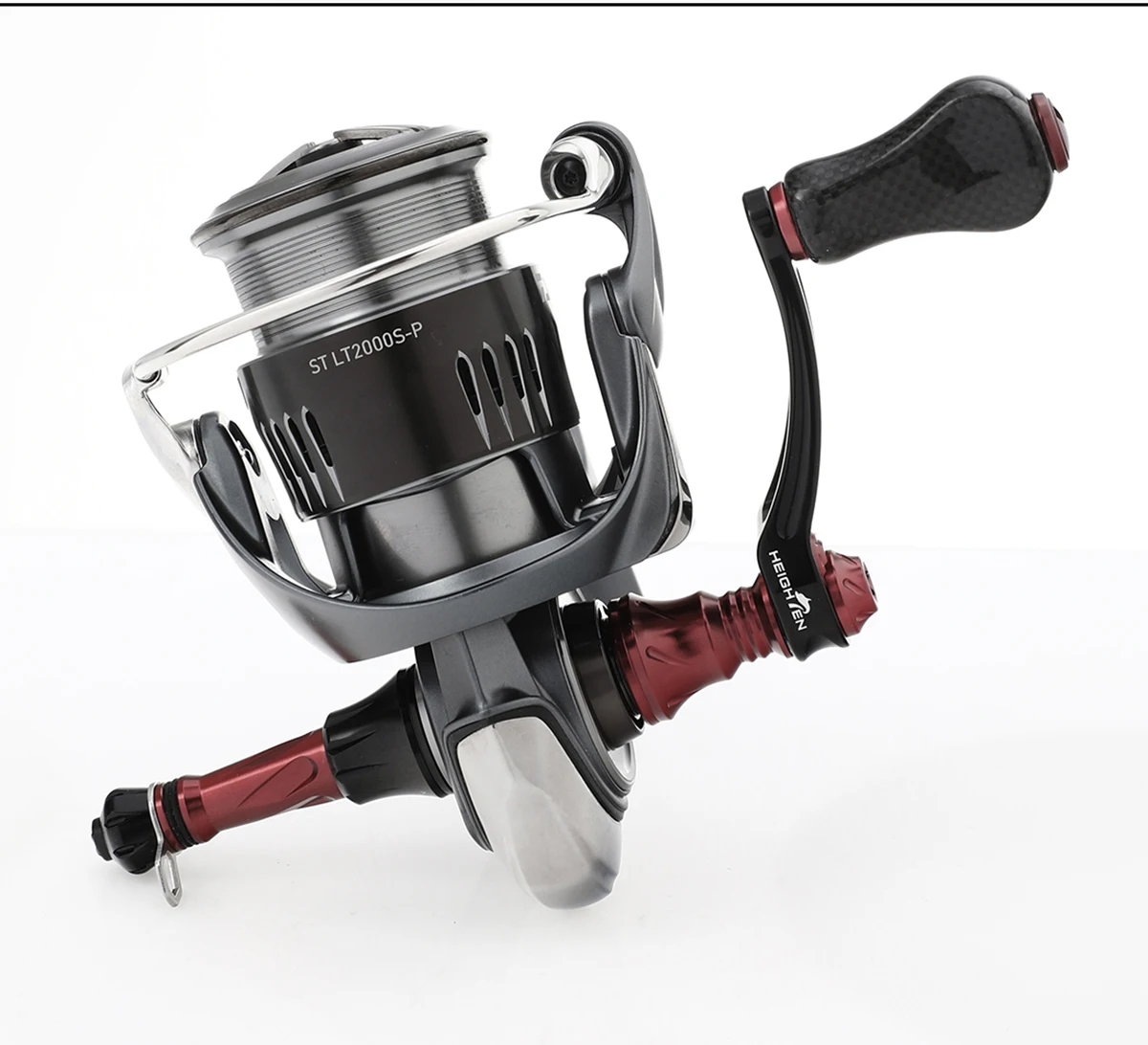 HEIGHTEN Spinnrolle mit Einzelgriff und Einstellbarem Spindelabstand von 40mm bis 50mm und 20mm Carbon-Knöpfen für Luya-Angeln – Detail 30