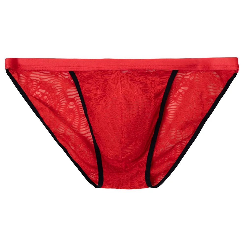 Men Jacquard Mesh See-Through Briefs Low-rise Japanese Thong Femboy U Pouch Underwear For Man Erotic Lingerie Soft Men's Panties