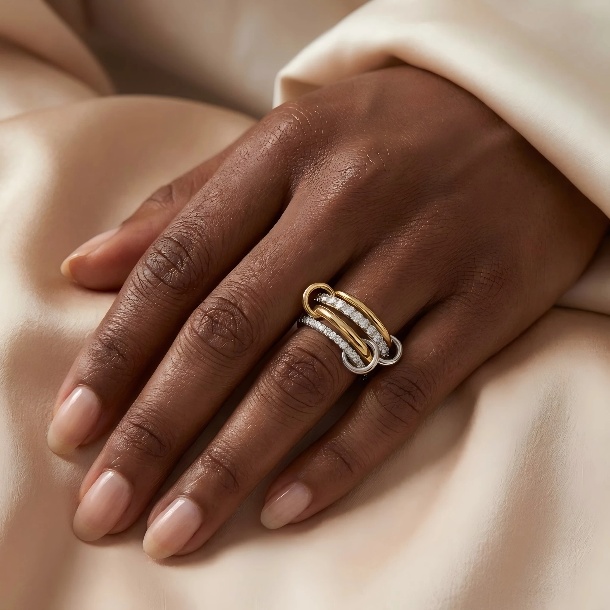 Stainless Steel Cubic Zirconia Layered Ring Gold Silver Color Fashion Stackable Ring for Women Elegant Party Jewelry Gift