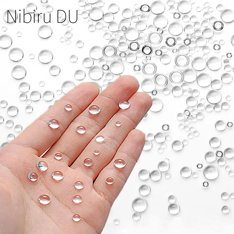 350pcs Clear Dewdrop Water Droplets Embellishments Simulation Round Clear Waterdrop Resin Beads Nails Art DIY Nail Decorations