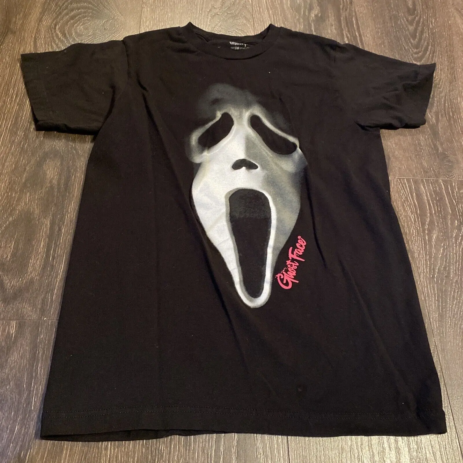 Ghost Face Graphic T-shirt Adult Small 34-36 Black Short Sleeve Tee View Pics