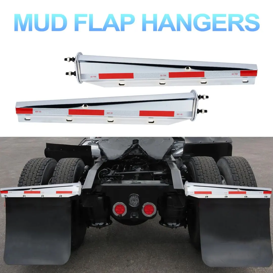 

Mud Flap Hanger Set Carbon Steel Chromed Finish, 30" Length Rear Bar for Semi Trucks,2.0" Bolt Spacing Spring