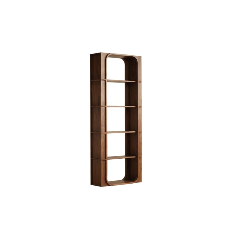 North American black walnut bookshelf small bedroom study shelf floor to wall solid wood bookcase multi-layer storage rack