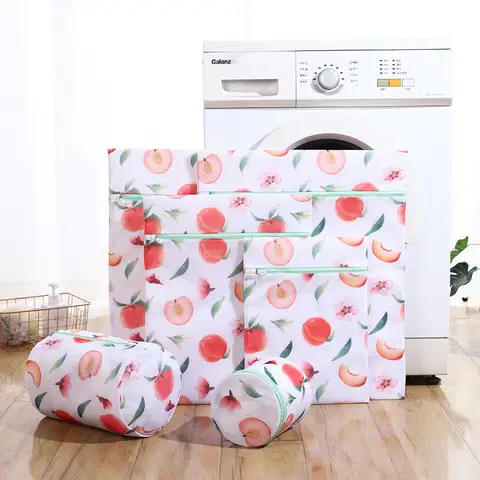 복숭아 인쇄 세탁 가방, 세탁기용 더러워진 옷 세탁 가방, 여행 정리함, 속옷 세탁 바구니, 브래지어 세탁 가방 Best5