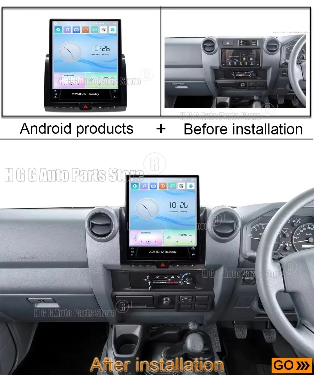 12.1inch Multimedia Player Stereo Car For Toyota Land Cruiser 76 LC70 LC76 LC79 2007-2023 GPS 4G WiFi Android Screen Navigation