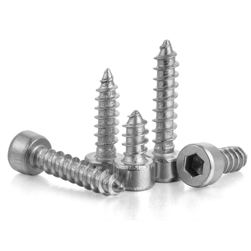 20/55pcs M2 M2.6 M3 M4 M5 M6 Hexagon Hex Socket Cap Head Self Tapping Screw Stainless Steel Allen Tapping Screw for Speaker