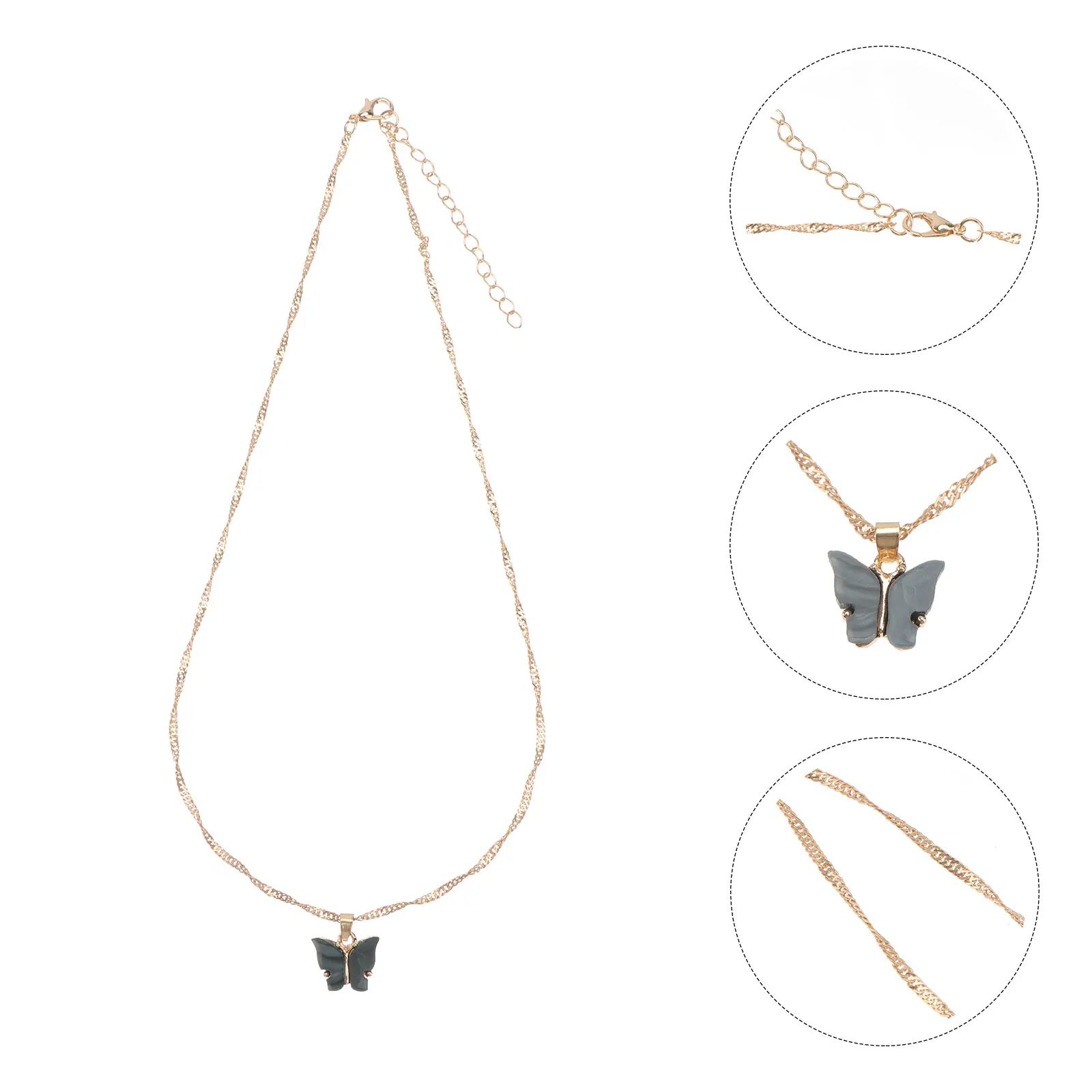 

1pc Butterfly Necklace for Women Delicate Fashion Pendant Creative Clavicle Chain Exquisite Jewelry Party Festival Gift Black