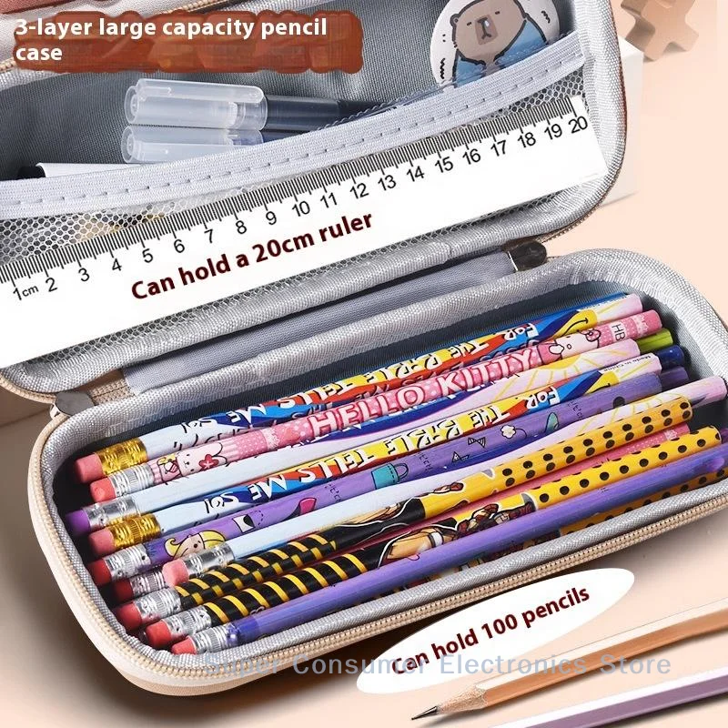 3D Cute Capybara Pencil Case Drop Resistant Waterproof Storage Box Hard Shell Decompression Pen Bag Student School Supplies