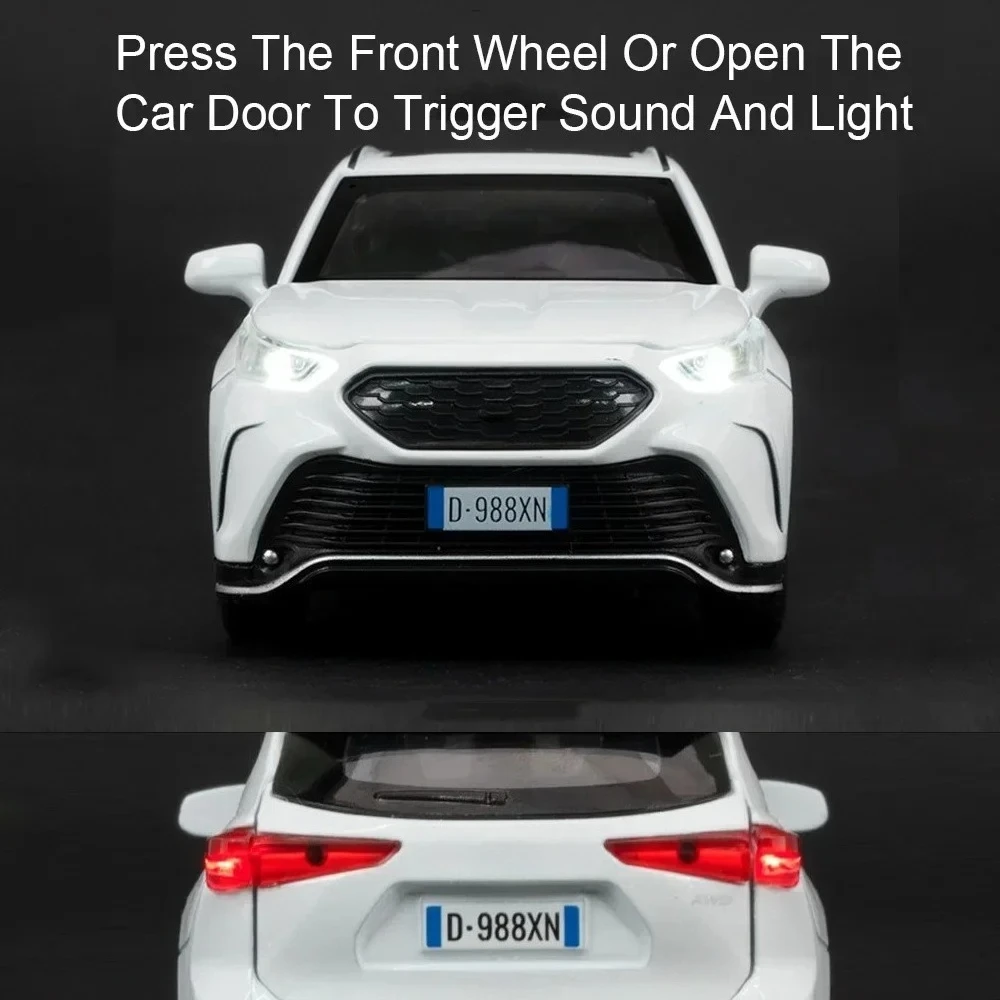 1:32 ‌ Modèle de couronne Kluger, voitures jouets en alliage moulé sous pression, SUV, son et lumière, 6 portes ouvertes, Mini véhicule, jouets pour enfants, cadeaux