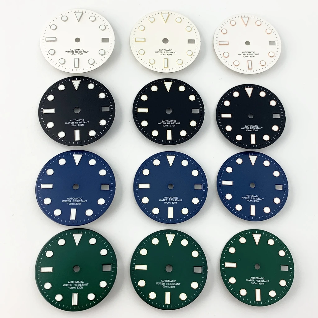 Goutent 28.5mm Sterile Luminous White Black Blue Green Watch Dial For NH35/NH35A Movement Watch Accessories