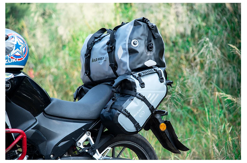 WILD HEART Wasserdichte Motorrad-Satteltaschen 24/36L, Seitentasche für den Rücksitz, Gepäck für Motorrad-Heckträger, stoßfest, langlebig – Detail 2