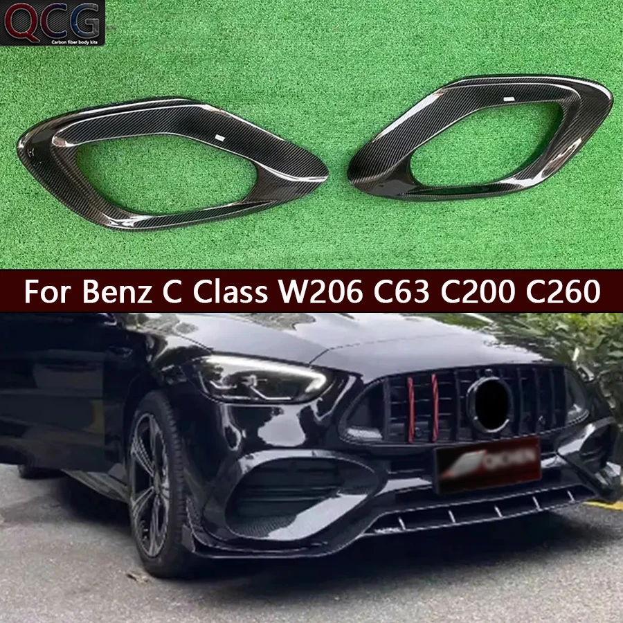 Für Mercedes Benz C-Klasse W206 Sport Kohlefaser-Nebelscheinwerferrahmen-Grill Frontstoßstangen-Luftauslassabdeckung Tuyere Autozubehör