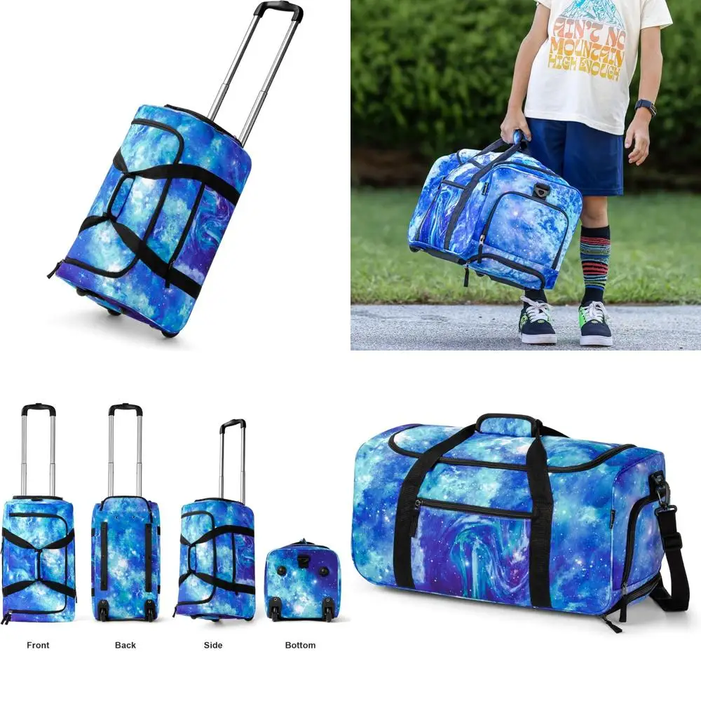 

Синяя спортивная сумка на колесиках для детей и подростков — чемодан Galaxy для кемпинга и путешествий