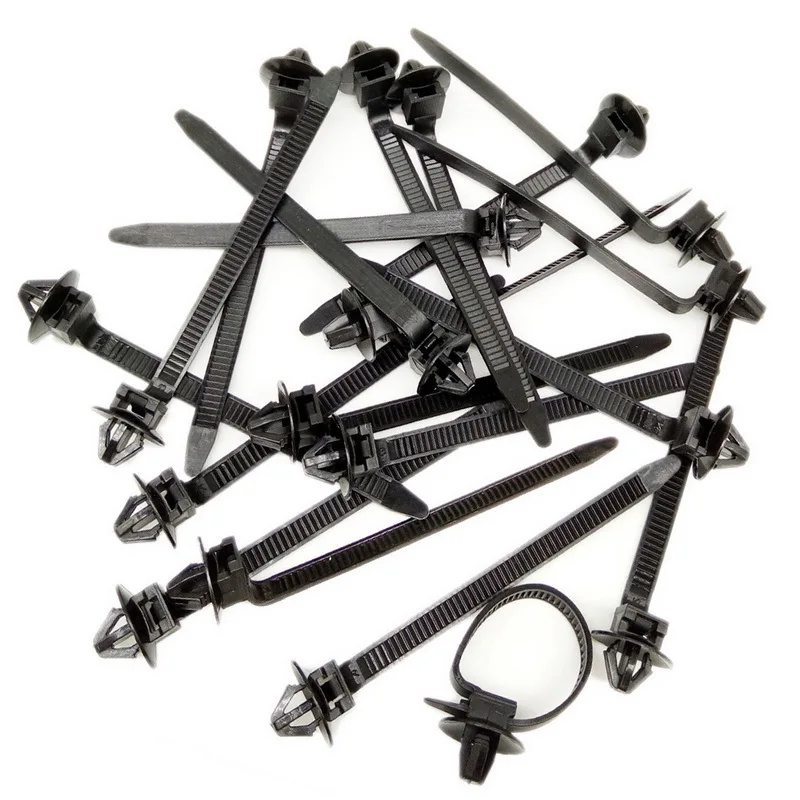25/50pcs Black Car Nylon Cable Ties Push Mount Wire Harness Fastener Cable Clamp Clips Ties Car Wire Locking Organizers