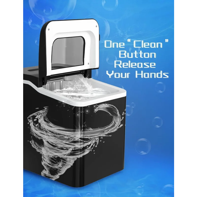 Máquina para hacer hielo portátil ARLIME para encimera, cubitos de balas listos en 8 minutos, 26 libras/24 horas, máquina para hacer hielo eléctrica con cuchara