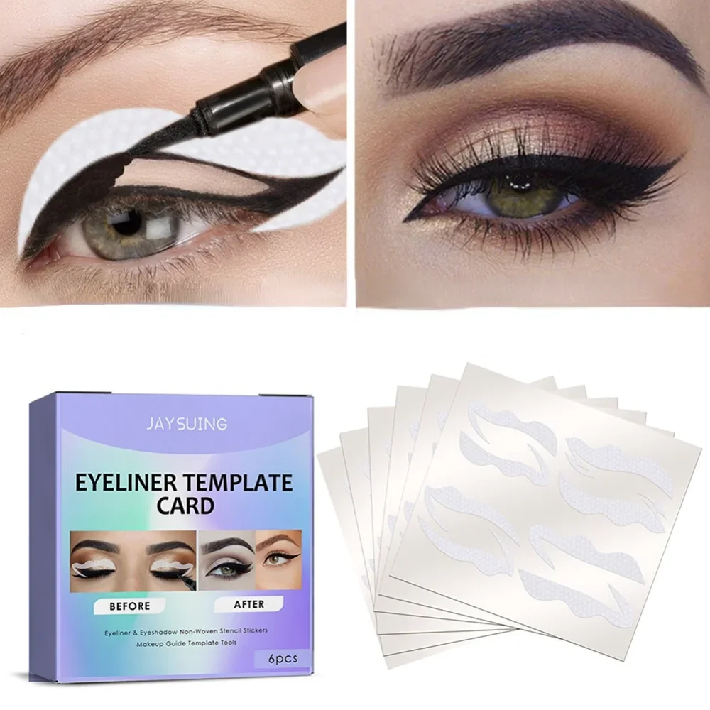 Heallor-Pochoirs pour eye-liner, 1 boîte par sac, autocollants non tissés, cartes de gabarit, kits de maquillage pour les yeux, outils saillants