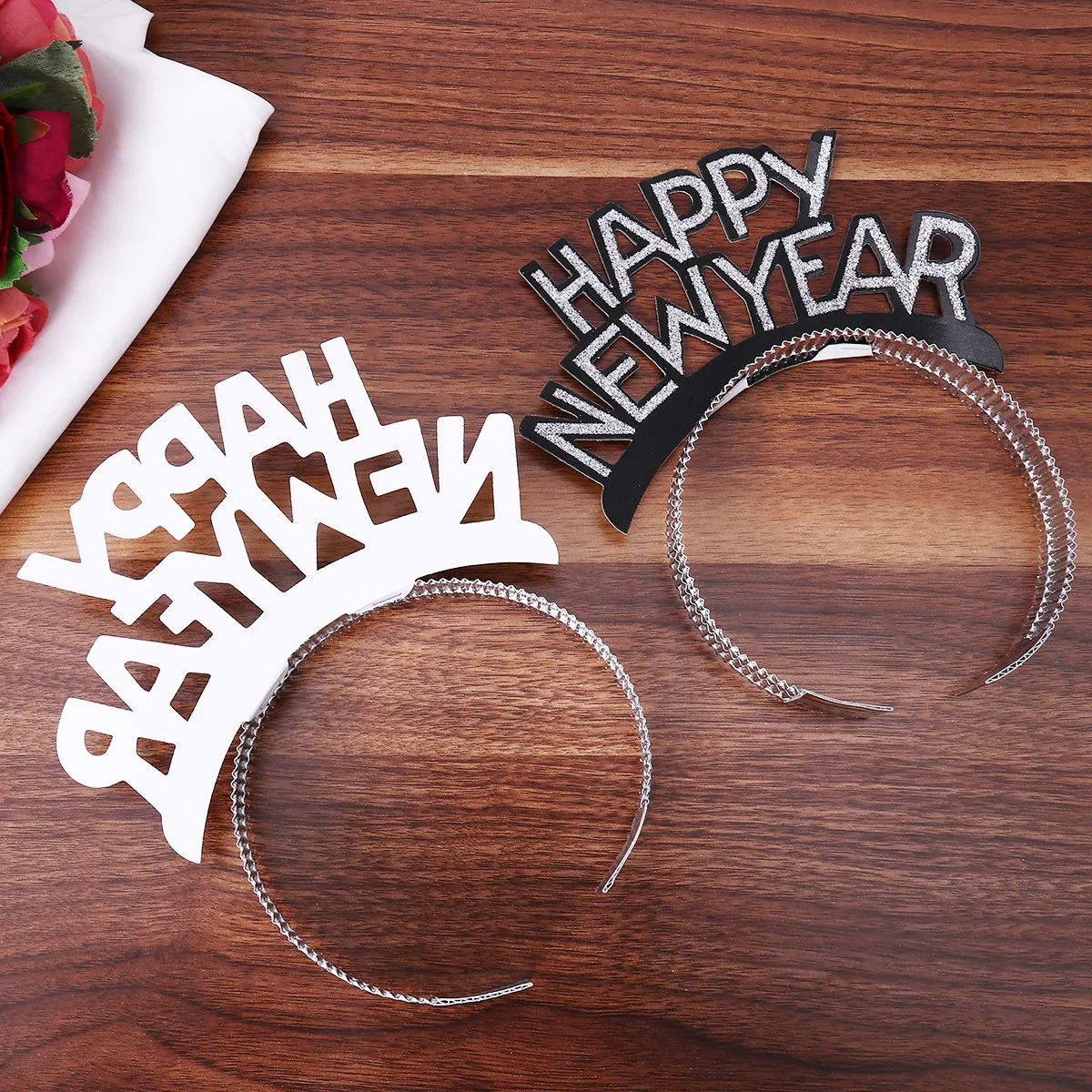 12Pcs New Years Tiara Headband Aluminum Foil Hair Hoop Lightweight Sparkling Gold Powder Festive Party Decor for Adults 2026