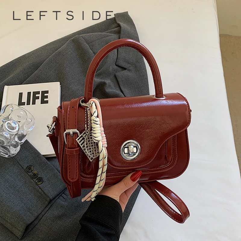 

Левая сторона, сумки через плечо из искусственной кожи с небольшим клапаном, женская сумка на плечо для женщин, корейская мода 2021, сумки и кошельки с короткой ручкой